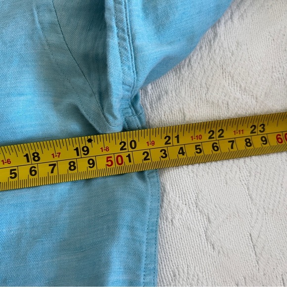 Bugatchi men’s Medium Uomo Ombre Blue Button up Shirt Long Sleeve Linen Blend - Picture 9 of 10